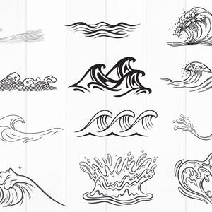 Wave Svg Bundle, Beach Svg, Ocean Svg, Water Svg, Wave Cricut, Sea Waves Svg, Waves Silhouette, Wave Vector File, Png Waves Clipart Bundle