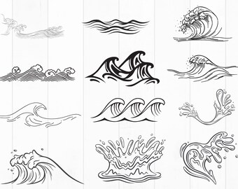 Wave Svg Bundle, Beach Svg, Ocean Svg, Water Svg, Wave Cricut, Sea Waves Svg, Waves Silhouette, Wave Vector File, Png Waves Clipart Bundle
