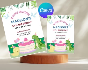 Dinosaur Birthday Invitation Template, Dinosaur 2nd Birthday, Dino Invite, Printable Birthday Invitation, 2nd Birthday Boy Dino Party
