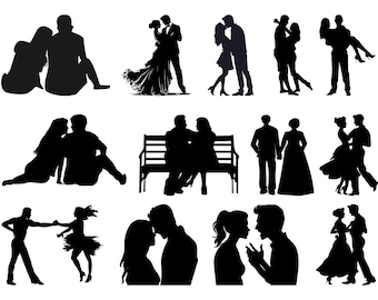 Beautiful Couple Svg Bundle, Relationship Svg Bundle , Couple silhouettes, Couple Png, Lovers silhouette, Wedding couple Svg, Cut files