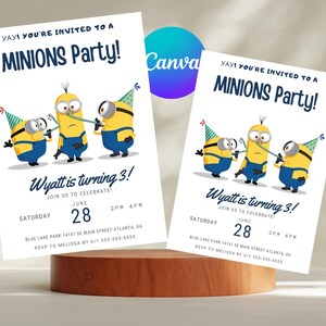 Editable Minion Kids Birthday invitation, Kids Birthday Invitation, Minion Themed Editable Birthday Invite, Girls Birthday, Boys Invitation