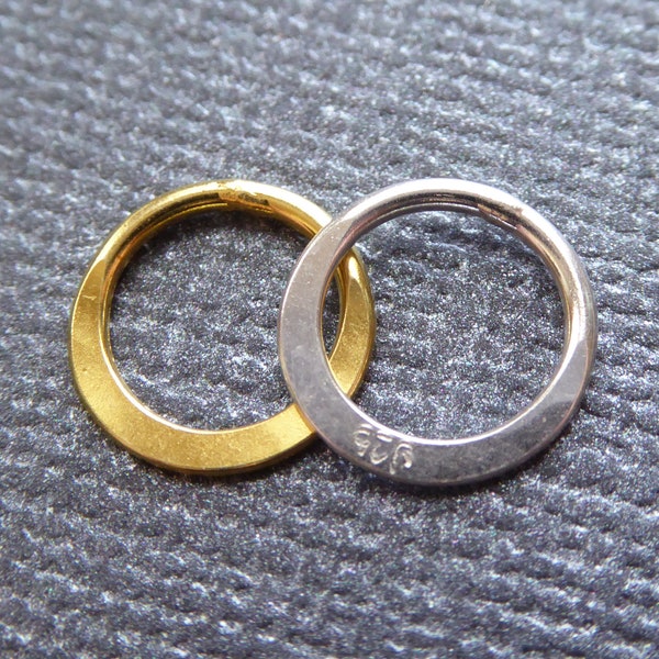 2-10 pcs / Sterling Silver or 24k Gold Vermeil 10 mm Artisan CIRCLE Links Connectors Eternity Rings / HALF HAMMERED n57.10plain  vjr10mm v.