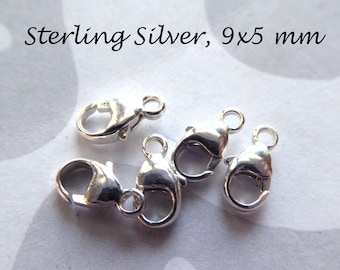 Karabinerverschluss aus 925er Silber, 9.5 x 5 mm, Halsketten-Armband-Verbinder