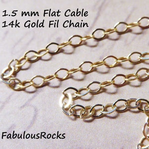 1 tot 100 ft / Gold Chain CHAIN Wholesale Sieraden Levert 1,5 mm 14k Gold Fill Flat Cable Bulk Footage Unfinished Chain ssgf12 solo.