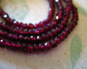 Garnet Beads Rhodolite Garnets Faceted Rondelles Roundels Rondels January Birthstone Earth Mined Gem 4 or 8-Inch Strand 3 to 5mm
