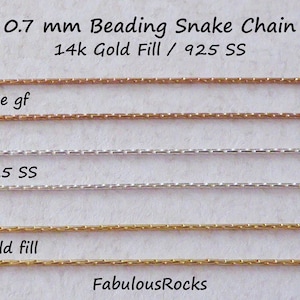 0.70 mm SNAKE CHAIN, Beading Chain, Bulk Footage Necklace Chain, gold filled or sterling silver, Wholesale Jewelry Chain solo s77 sgf77 q