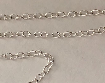 Sterling Silver Cable Chain, Delicate, 2.3x1.65mm