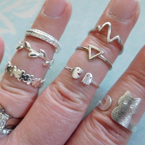 Sterling Silver Stack Ring Knuckle Ring Midi Ring, Above Knuckle Ring Stacking Stackable Ring  minimal adjustable sr-18