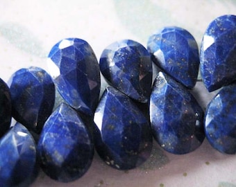 LAPIS LAZULI Pear Briolettes Beads, Luxe AAA , 9-11 mm, Dark Navy Blue, 2-10 pieces, tons of pyrite, september birthstone bridal 910