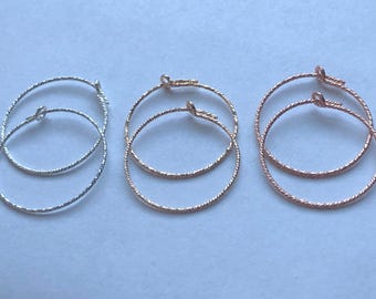 Sparkle Hoop Earrings: Sterling Silver or 14k Gold Fill, 20mm