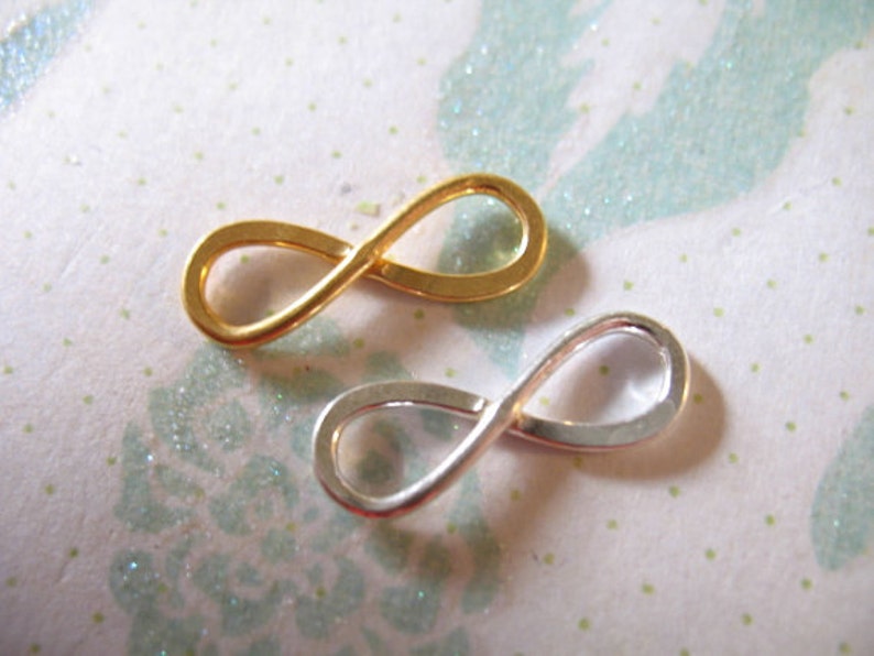 INFINITY Charm Pendants Links Connectors Sterling Silver or 24k Gold Vermeil LARGE 20x7 mm bridesmaid wedding friend jewelry n32 solo