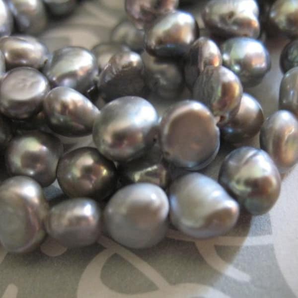 Shop Sale.. POTATO PEARLS, Cultured, Luxe AAA, 1 Full Strand, 7x5 mm, White Gray Grey or Black, june birthstone pgg
