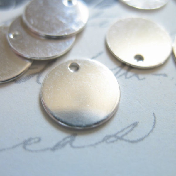 9 mm Sterling Silver Metal Stamping Blanks Discs Sequins Tags, 3/8" inch, Round Circle Blanks, wholesale solo blank110 v1