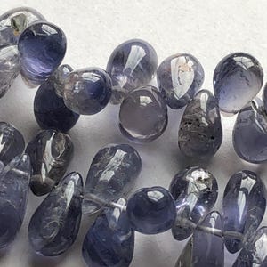 IOLITE Teardrop smooth cut beads, Luxe AAA, 5-6 mm / Water Sapphire, september brides something blue 56
