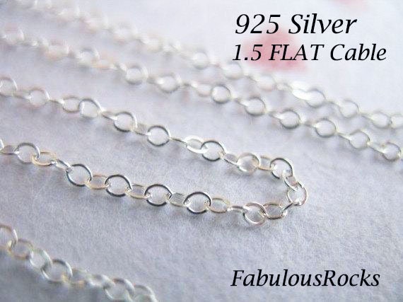 1 to 500 Feet Sterling Silver Chain 1.5 Mm Flat Cable Chain