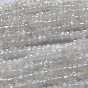 Rainbow MOONSTONE Rondelle Beads / Great Blue Flash AAA Quality Moonstone Bead, 3-4 mm, Faceted Natural Moonstone Gemstone Roundel Gem 34