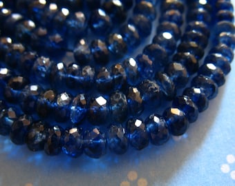 5-25 pcs,  KYANITE Rondelles Beads, Luxe AA/AAA, 3-4 mm, Kashmir Sapphire Blue, faceted, bridal brides september  tr 34