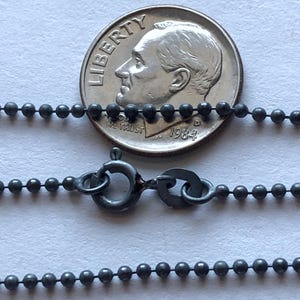 16 18 20 24 30 36&quot;, Oxidized 1.5 mm BALL CHAIN, Sterling Silver, Finish Chain, done D788.16 D788.18 D788.20 D788.30 D788.36 D788.24 ox