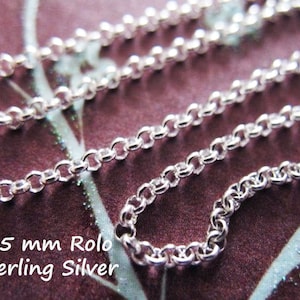 1 to 100 feet / 1.5 mm Rolo Chain Solid 925 Sterling Silver Necklace Chain Wholesale Petite Dainty Medium Weight Rolo Chain  s22 ss hp solo
