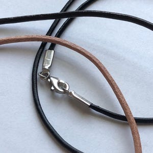 Leather Necklaces with Sterling Silver Clasp / Findings, u pick 16-18-20-24-30&quot; inches & color and quantity done solo d20