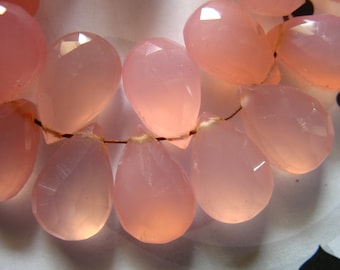 Pink CHALCEDONY  Briolettes Beads / Faceted Pear, Luxe AAA, 2-20 pcs, 10-12 mm, Large Pear, wholesale beads weddings brides bridal