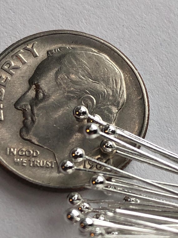 thumbnail image 2 of 100 Sterling Silver Head Pins – 26 Gauge, 2 Inch, 925, USA Made 2 of 5