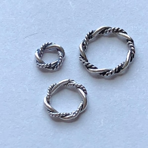 Sterling Silver Links Connectors Jump Rings, TWISTED CLOSED, Bulk, choose size, 5.5 - 15 mm, 15 gauge wholesalejr jr5 jr6