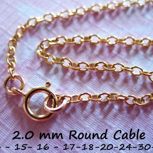 Gold Filled Chain, Necklace Chain, 2 mm Round Cable Chain, 14k 14kt Gold Fill Chain, 14k GF Chain, 14 15 16 18 20 24 30 36&quot; inches g5 done