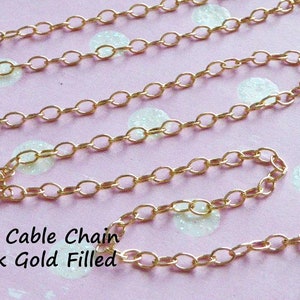 WHOLESALE CHAIN by Foot, 14k Gold Fill Chain, 1.3 mm Round Cable / 1.5 mm Flat Cable Bulk Chain, Tiny Dainty Chain  sgf50 q
