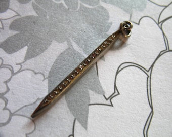 Diamond Sterling Silver Spike Pendant Charm, Medium Diamond Spike Pendant, 38x2.1 mm, vintage antique solo pp