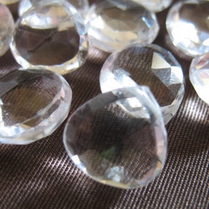 Rock CRYSTAL Heart Briolettes, Luxe AAA, 2-10 pieces,  10-11 mm, Clear Quartz. brides bridal april birthstone