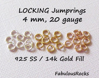 Anillos de salto con cierre de plata de ley y rellenos de oro de 14 k: calibre 20 de 4 mm