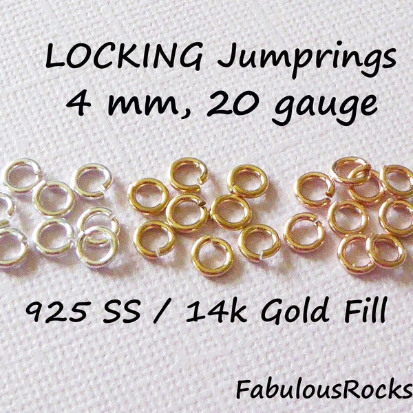 10-500 pcs, 14k Gold Filled or Sterling Silver LOCKING Jump Ring JumpRing Jump Lock JumpLock, OPEN 4 mm, 20 gauge, jr4 fc.s