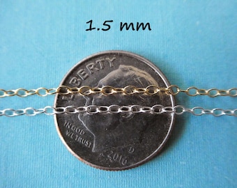 14k Gold Filled Flat Cable Chain, 1.5mm, Bulk Jewelry Chain