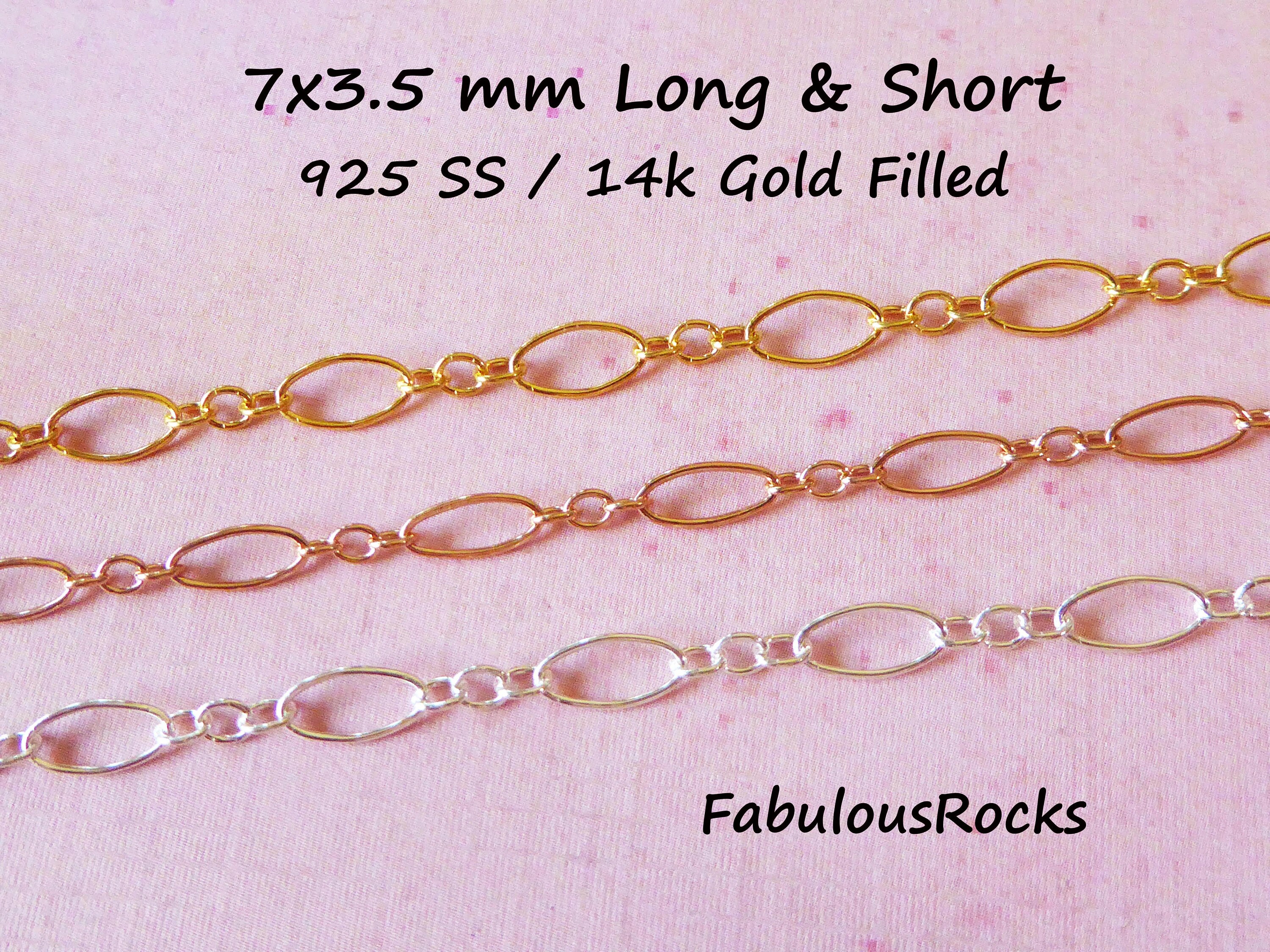 14kt Gold Filled Long and Short Chain: 7x3.5mm Necklace Bracelet