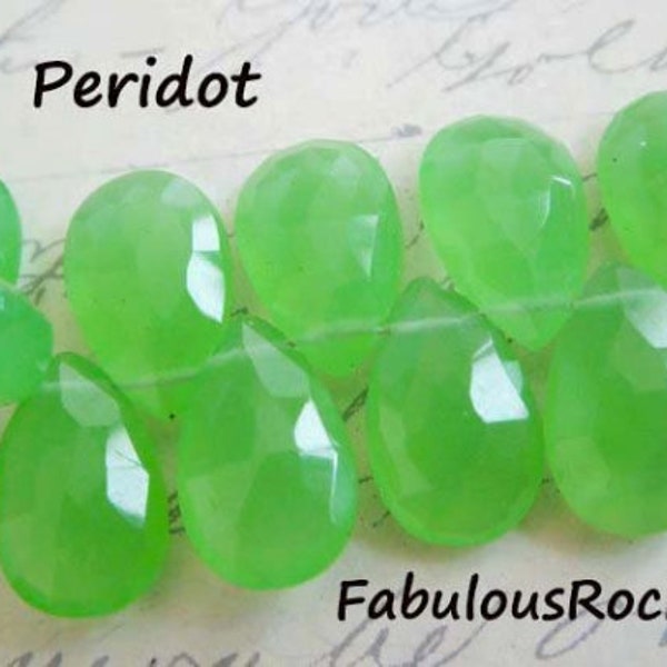 CHALCEDONY Briolettes Beads Pear / 2-20 pcs, AAA, 12-14 mm / PERIDOT Green, Large, August Birthstone bridal wholesale beads 1214 solo bgg
