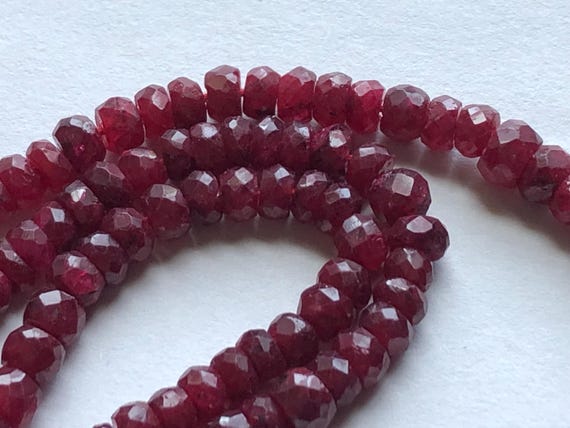 RUBY Rondelles Beads, Luxe AAA, 3-4 mm, Red, Faceted, July birthstone brides bridal holiday tr r 34
