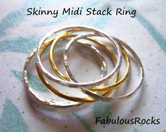 Sterling Silver or Gold Fill Stack Ring, Knuckle Ring, Midi Ring, Midi Knuckle Ring, Gold Midi, Skinny Thin Stackable Band Rings, sr1 solo