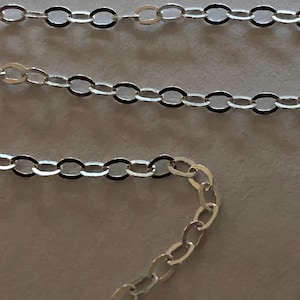 10-100 feet / Wholesale Sterling Silver Chain, 1.5 mm Flat Cable Chain, Oval Links, 925 Silver / necklace chain jewelry supply SS S88 hp
