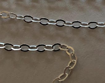 Sterling Silver Flat Cable Chain, 1.5mm Oval Link, Wholesale Jewelry Supply