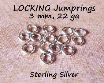 Sterling Silver Jump Rings, 3mm 925 Sterling Silver Jump Rings, 22 gauge ga Locking Jump Rings Open JumpLocks Jump Locks, 10-500 pc jr3