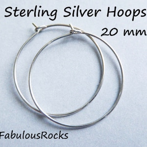 1-10 pairs, Sterling Silver Beading Hoops Earrings Earwires Ear Wires  Small Hoops Everyday Hoop,  0.8&quot; inch, 20 mm  ihs.p solo gfh20 bh V1