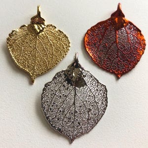 ASPEN LEAF Pendant Charms, Real Genuine Leaf / 24k Gold Dipped Leaf, 1-1.5&quot;, SMALL / woodland bridal bridesmaid gift nature solo gdc tpl