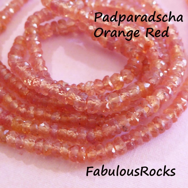 5-50 pcs   Songea Sapphire Rondelles Beads  Luxe AAA, 2.5-3 mm, PADPARADSCHA Orange Red september birthstone, faceted solo tr s