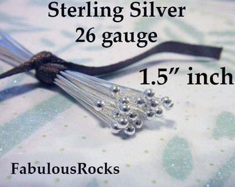 50-500 pcs Bulk / 1.5 inch, Sterling Silver Ball Headpins Ball Head Pins Ballpins Wholesale / 26 gauge ga g / SHP26.37 solo wp h 26h