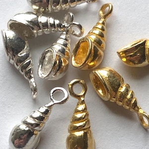 24k Gold Vermeil Seashell Pendant, 15x5 mm, Solid, also in 925 Sterling Silver, ocean beach sea critters life animal gdc nature