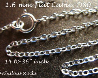 10 pcs, 16 or 18" FINISHED Necklace CHAINS, 1.6 mm Sterling Silver Flat Cable Jewelry Chain Ready to Wear with Clasp done d80.d hp