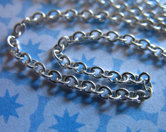 Oval Cable, 925 Sterling Silver, 2.5 x 1.8 mm, Necklace Chain / 1 - 250 feet, 10-35% less. heavy, strong, wholesale SS..S205 hp