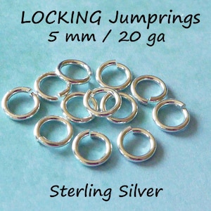 LOCKING JUMPRINGS Jump Rings Jumplocks Jump Locks 5 mm, 20 gauge ga g, OPEN, Sterling Silver 14k Gold Fill Jumprings image 4