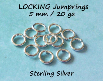 5-100 pcs, JUMP RINGS Locking Jump Rings Jump Locks  5 mm, 20 gauge ga g, OPEN, Sterling Silver 14k Gold Fill Jump Rings ool hp jr5